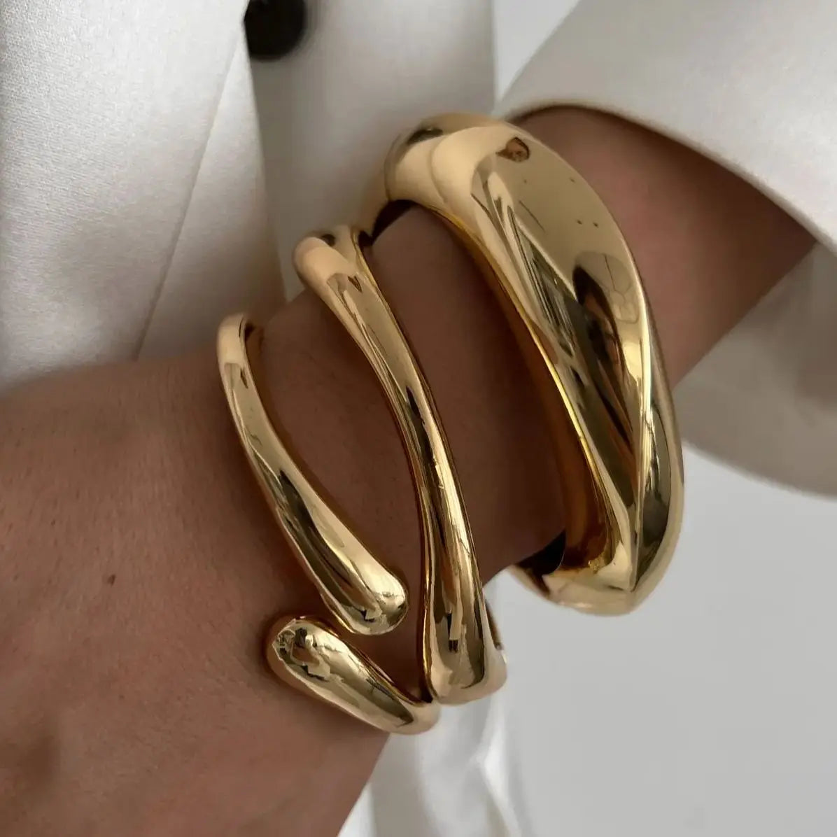 3 Styles Vintage Gold & Silver Geometric Metal Cuff Bangles Bracelet