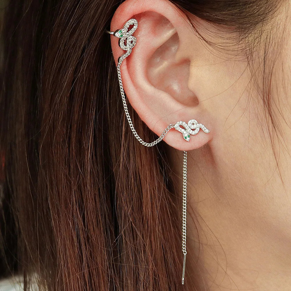 Silver Snake Ear Clip – Delicate Non-Pierced Cartilage Cuff Earring