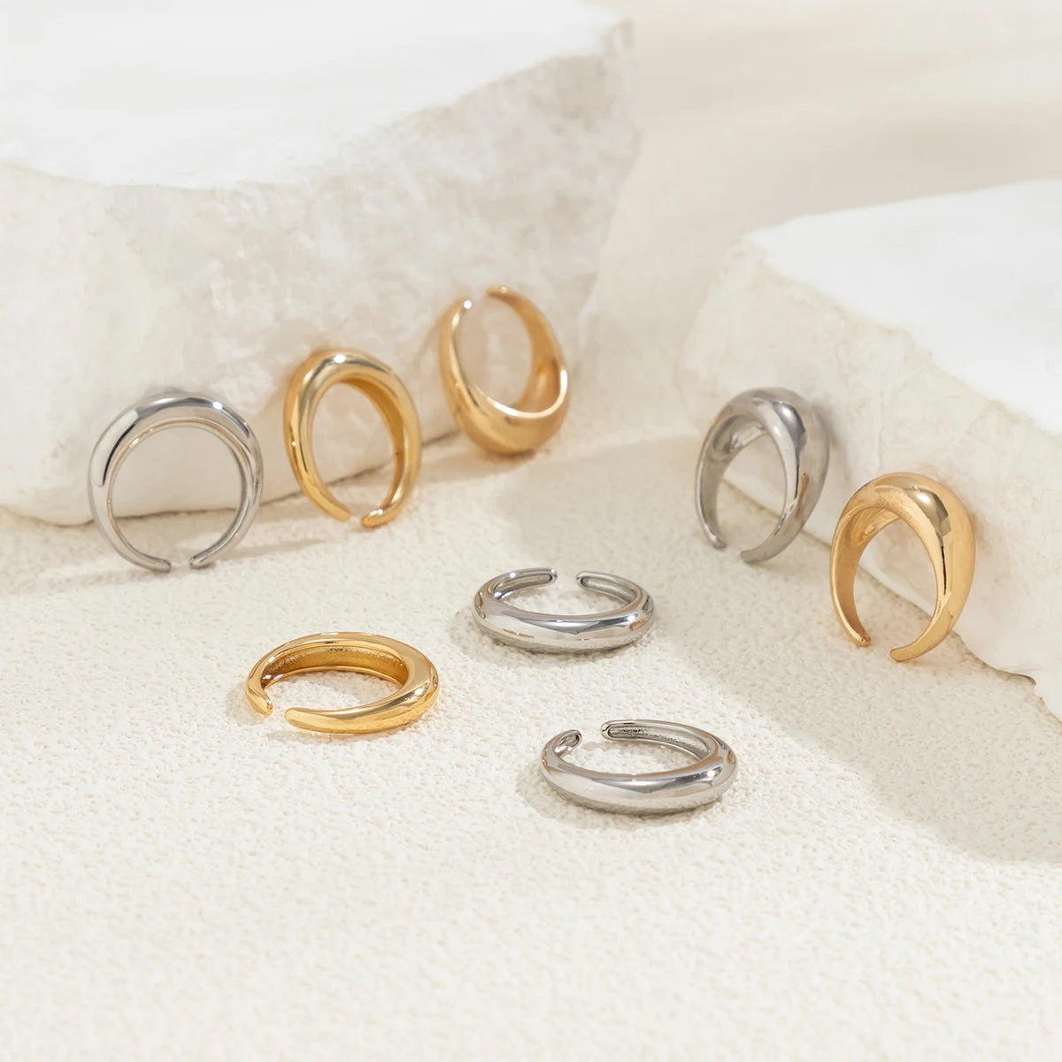 8 Pieces Vintage Water Drop Ring Set – Adjustable Geometric Open Bands