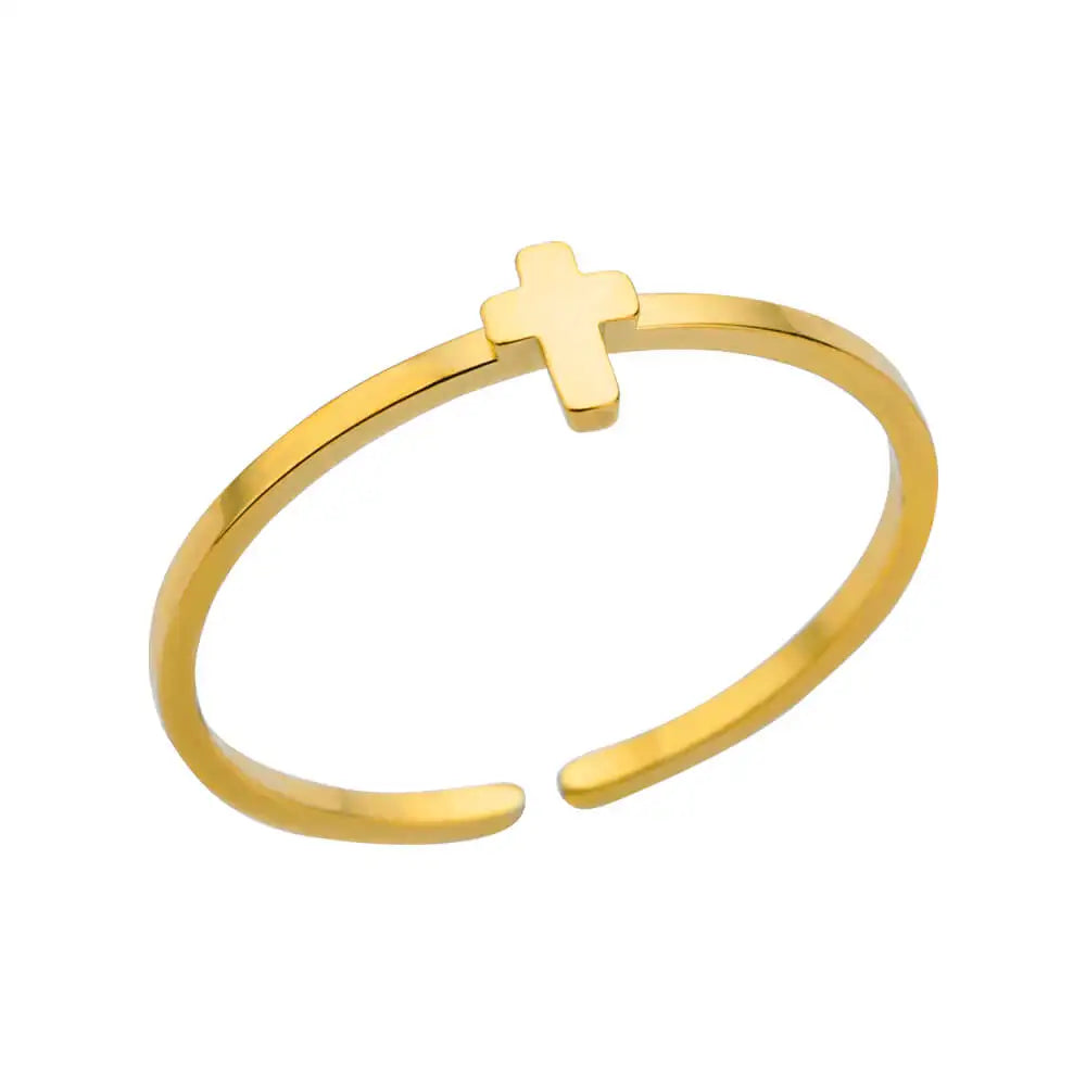 Stella Nova Rings – Adjustable Gold-Tone Stainless Steel with Star & Shell