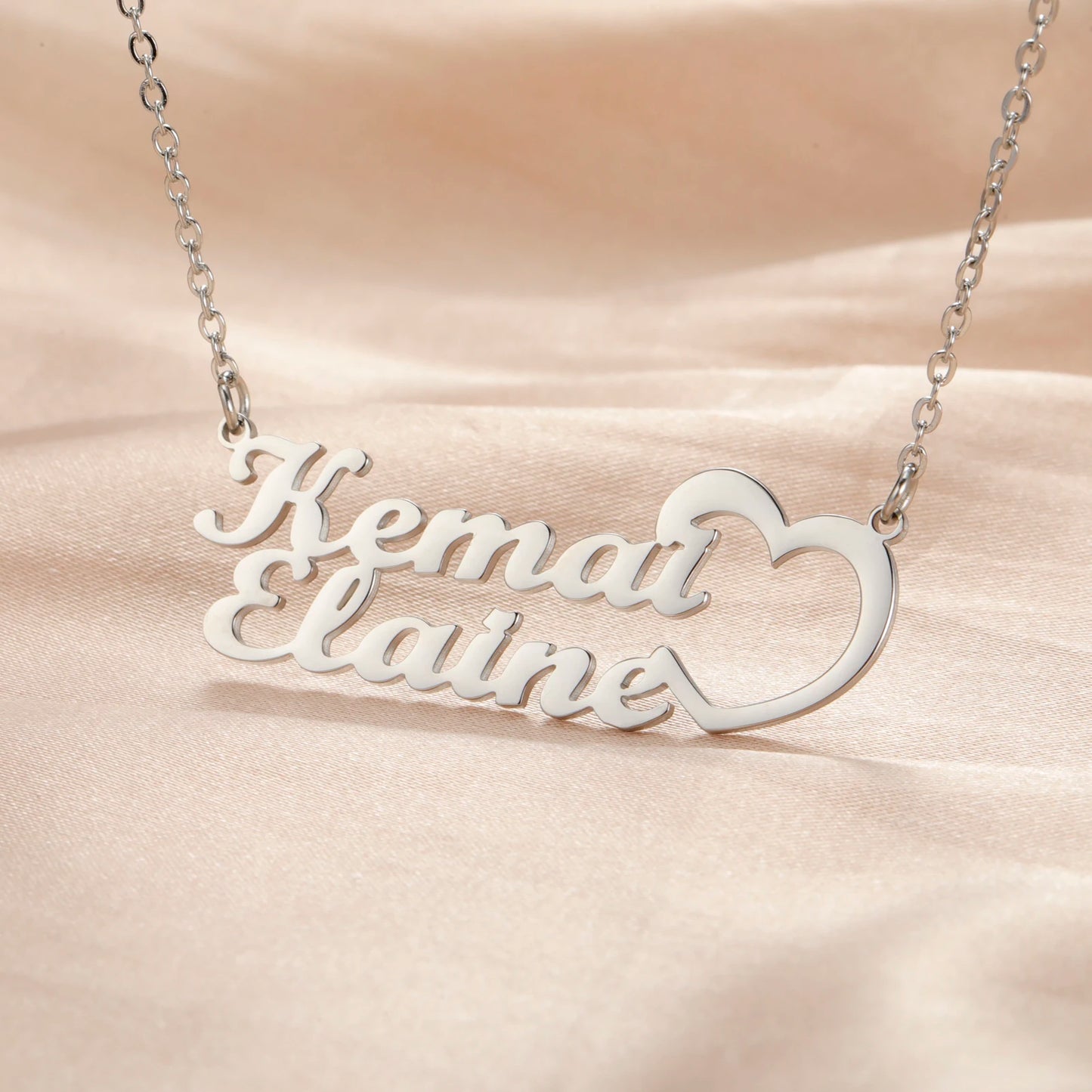 Elegant Custom Name Necklace – Dual Name Personalized Pendant in Premium Stainless Steel