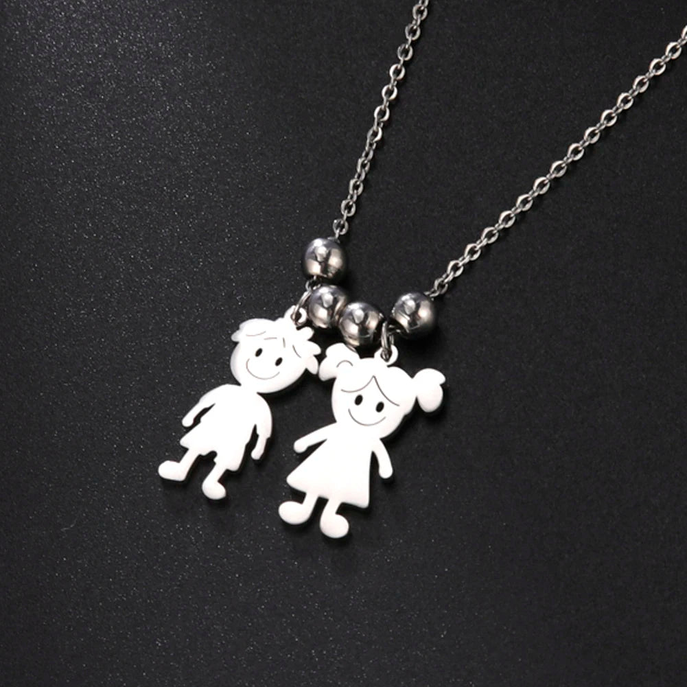 Custom Boy & Girl Name Necklace – Personalized Pendant in Polished Stainless Steel