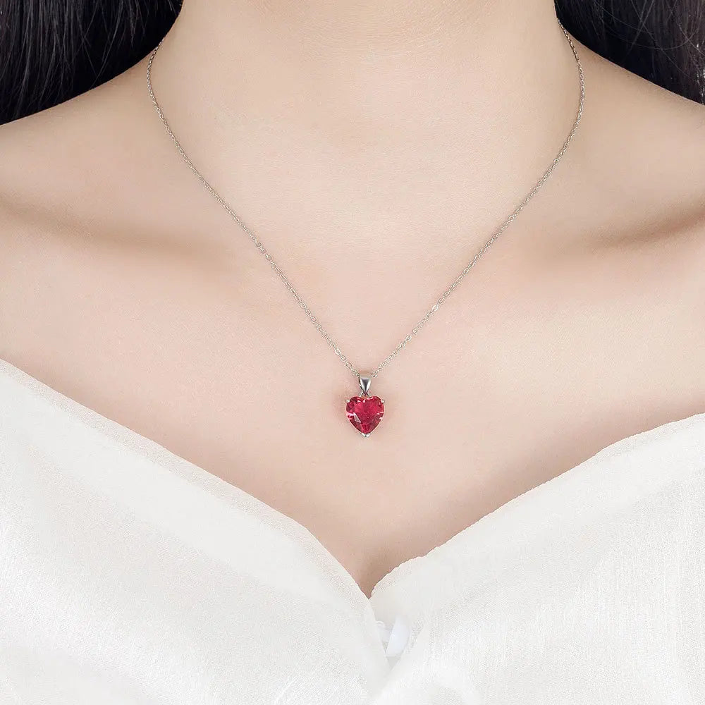 Elegant Heart Zircon Jewelry Set – Sterling Silver Ring, Necklace & Earrings