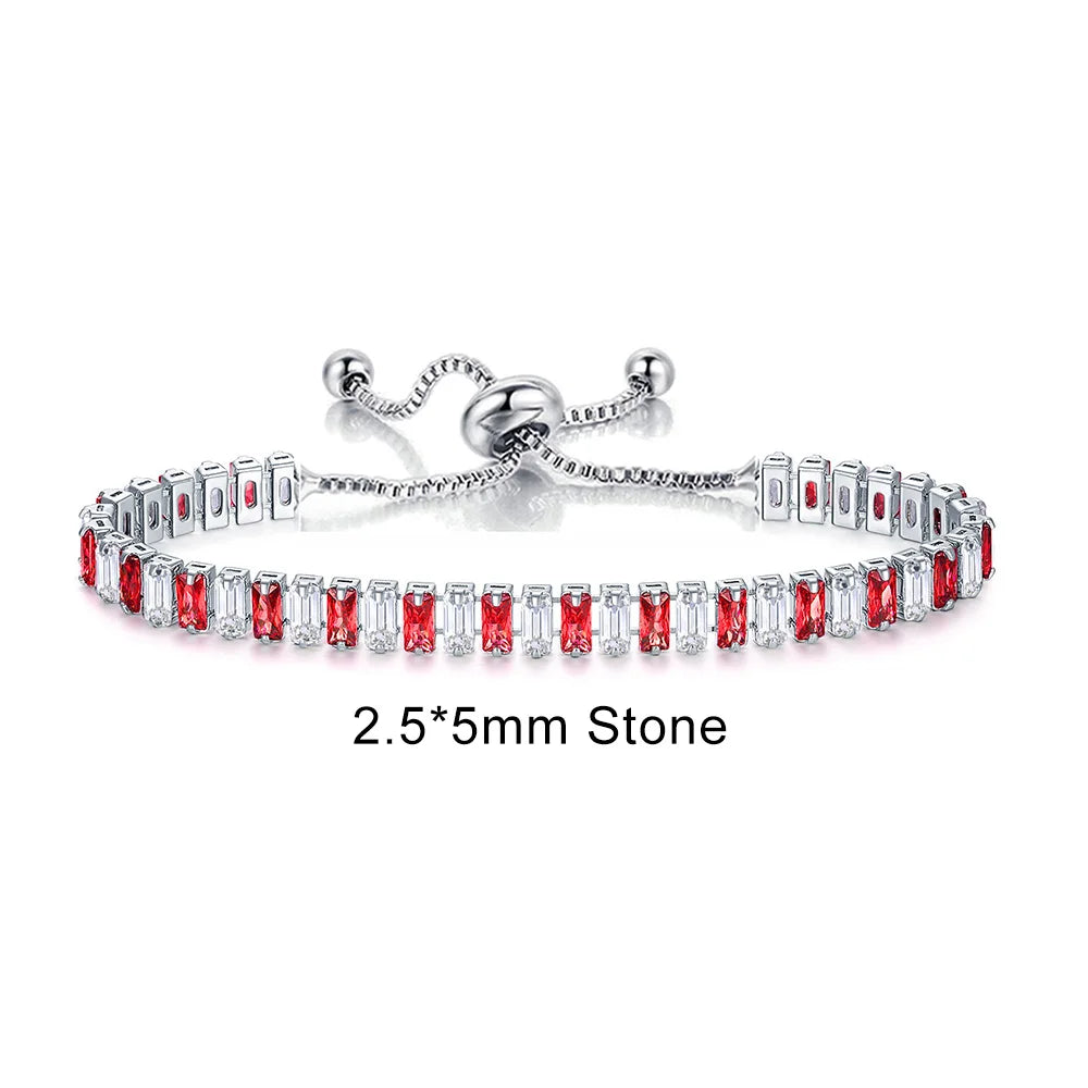 Adjustable Multicolor Tennis Bracelet – Rainbow Zircon Charm