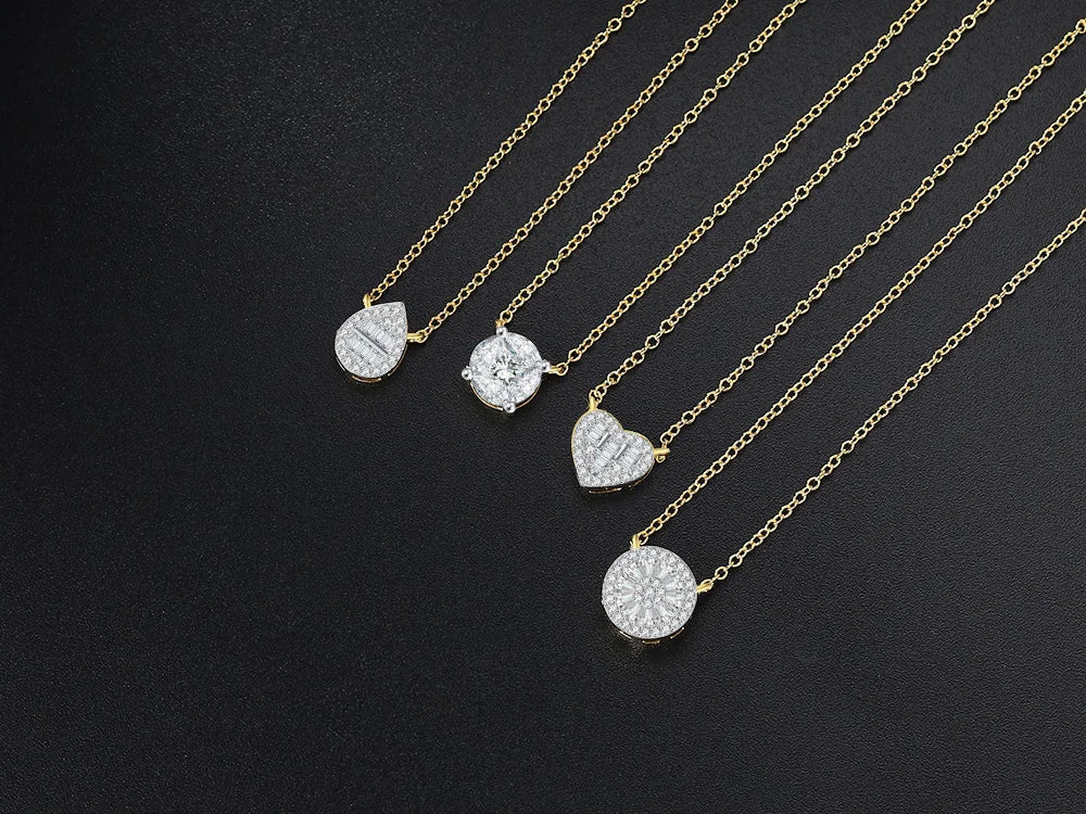 Iced Out Heart Pendant Necklace – Korean-Inspired Waterdrop Crystal Choker