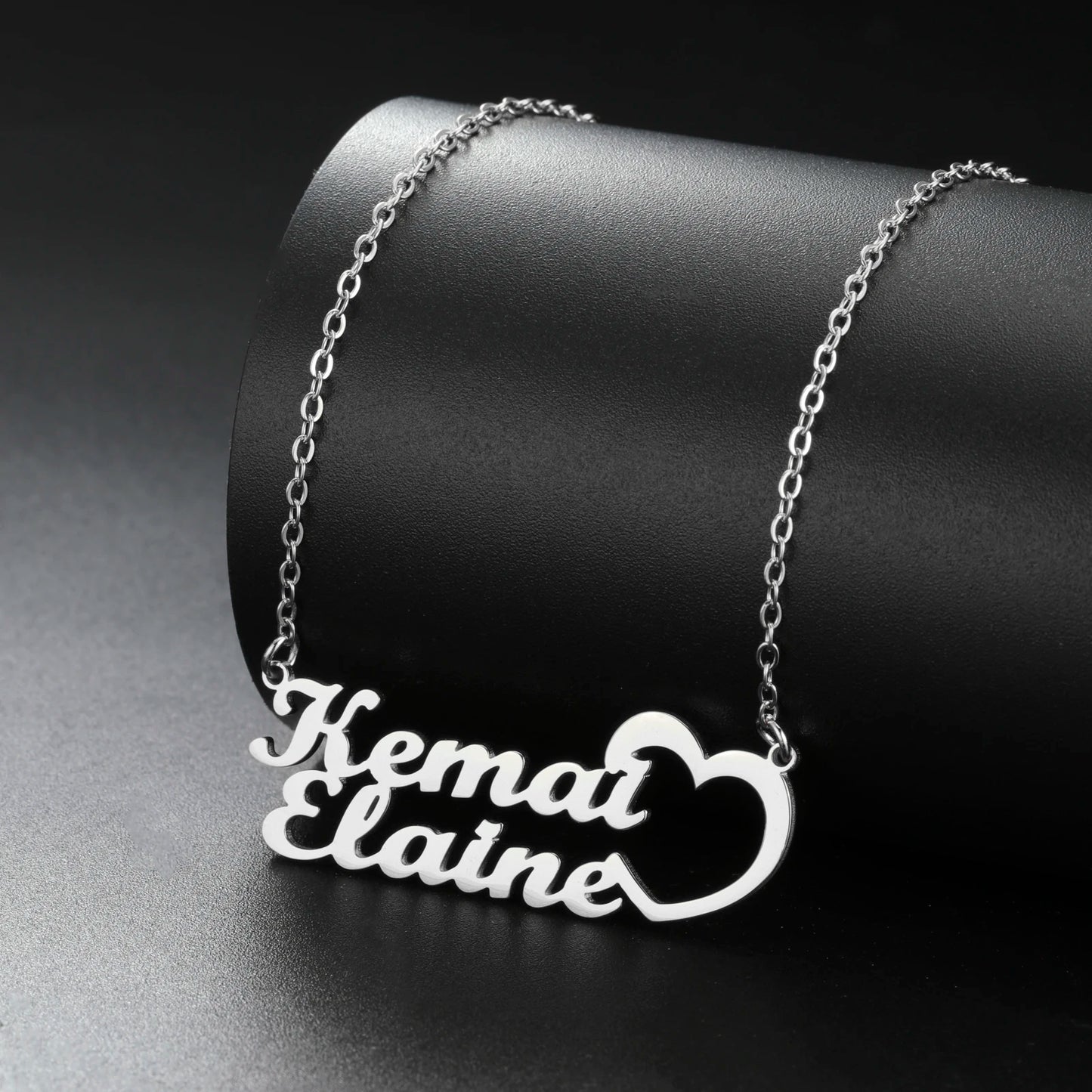 Elegant Custom Name Necklace – Dual Name Personalized Pendant in Premium Stainless Steel