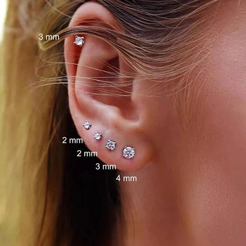 Rose Gold Crystal Stud Earrings – Elegant Zirconia AAA