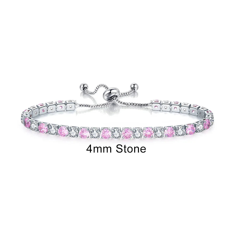 Adjustable Multicolor Tennis Bracelet – Rainbow Zircon Charm
