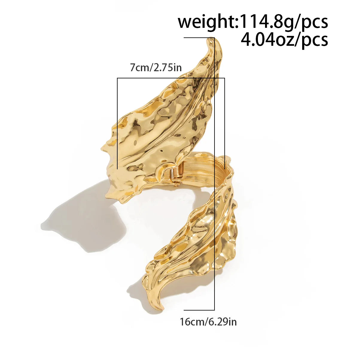 Golden Leaf Statement Wide Bangle Bracelet – Sculptural Geometric Cuff