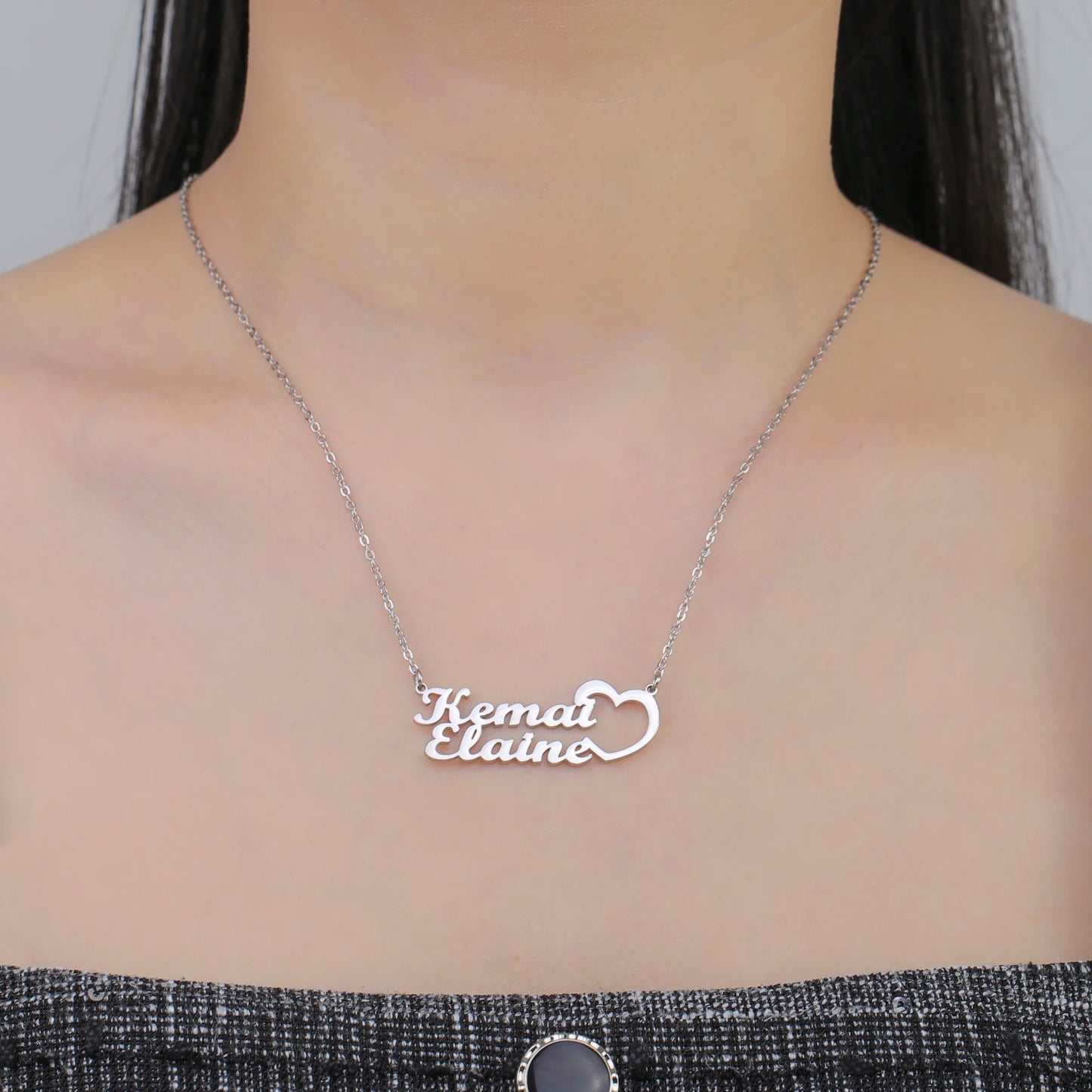 Elegant Custom Name Necklace – Dual Name Personalized Pendant in Premium Stainless Steel