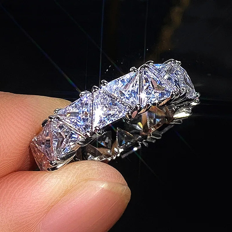 Elegant Triangular Zircon Ring – Cubic Zirconia in Sterling Silver