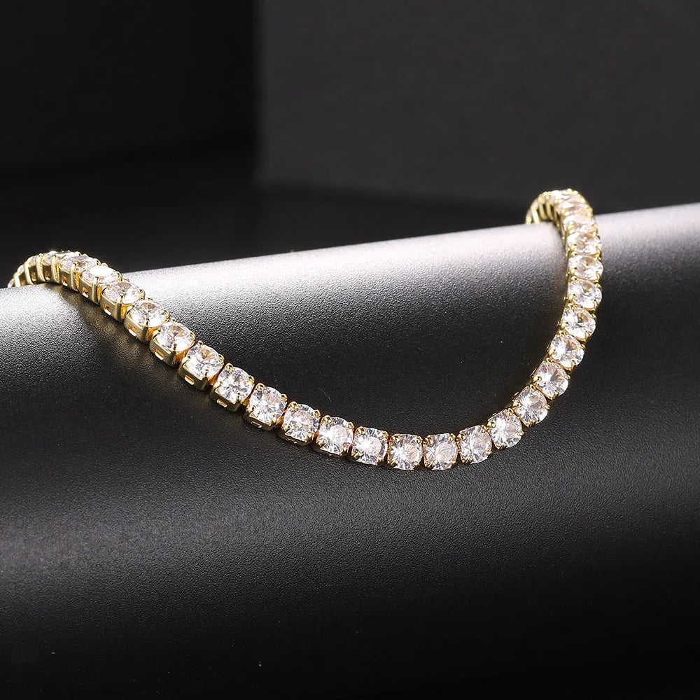Luxe Zircon Tennis Necklace – Elegant Silver Choker with Brilliant Sparkle
