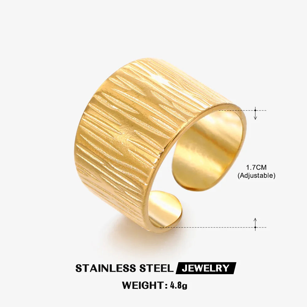 Stella Nova Rings – Adjustable Gold-Tone Stainless Steel with Star & Shell