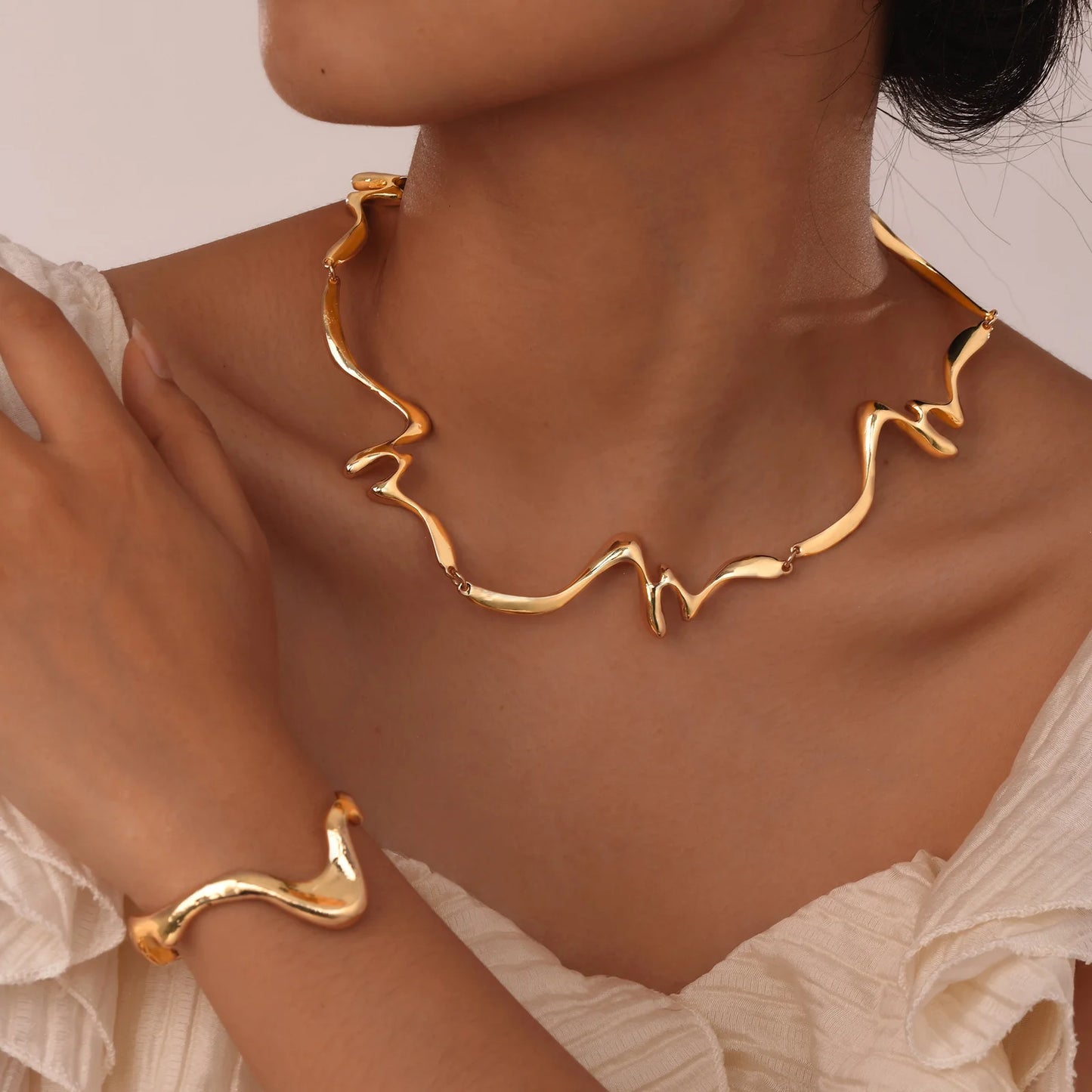 Adjustable Punk Wave Bracelet and Necklace – Modern Edge