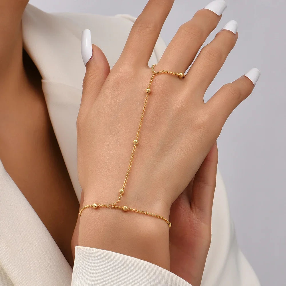 Aurum Bond Golden Bracelet & Ring Chain