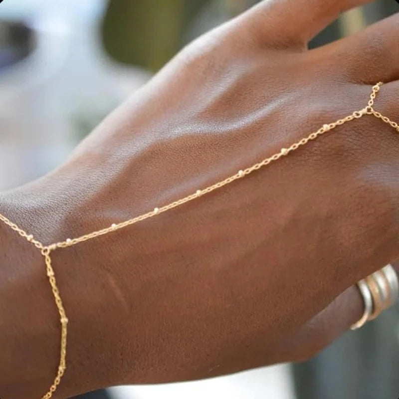 Aurum Bond Golden Bracelet & Ring Chain