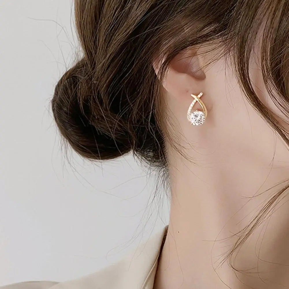 ELEGANT SHINE CROSS STUD Earrings