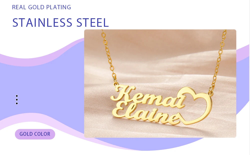 Elegant Custom Name Necklace – Dual Name Personalized Pendant in Premium Stainless Steel