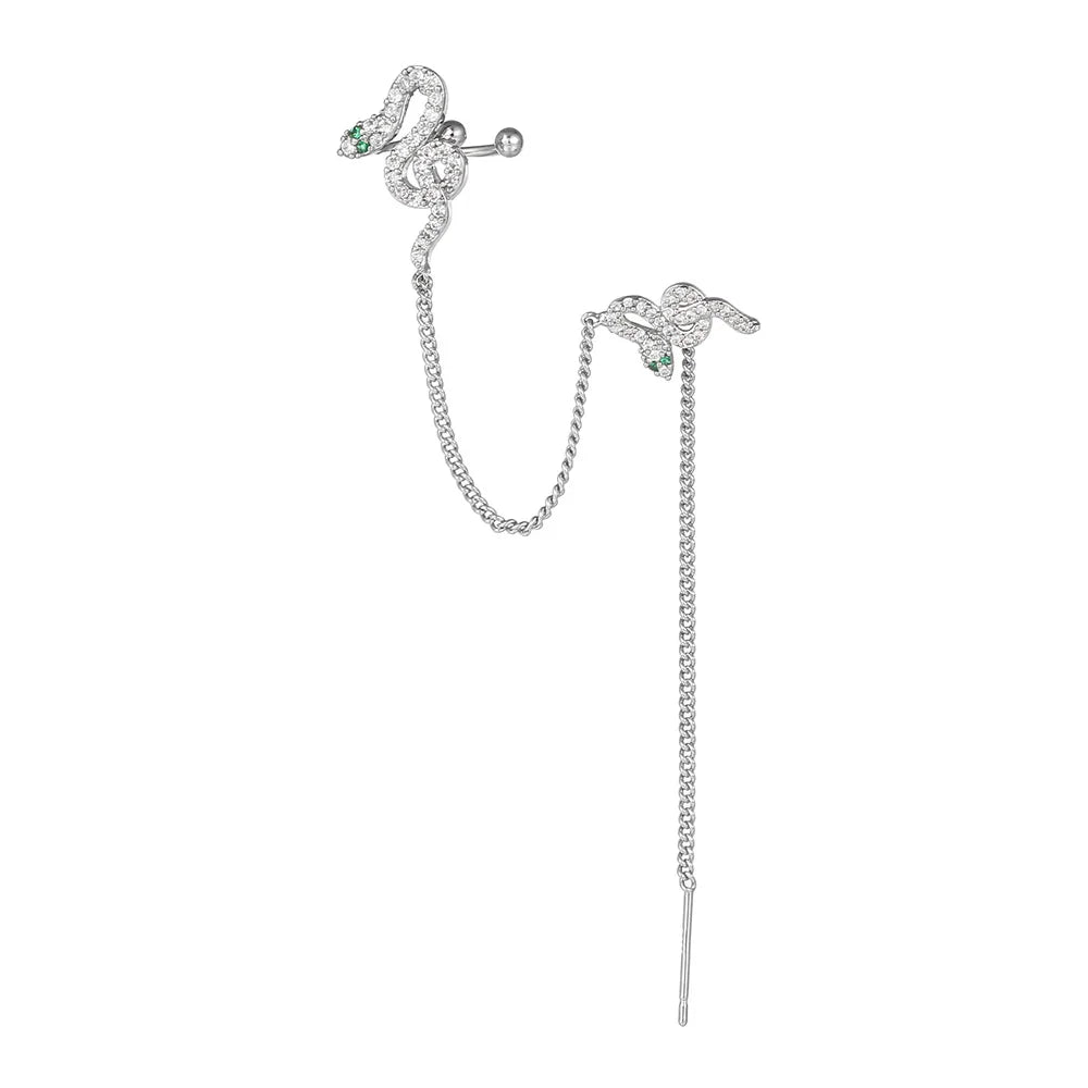 Silver Snake Ear Clip – Delicate Non-Pierced Cartilage Cuff Earring
