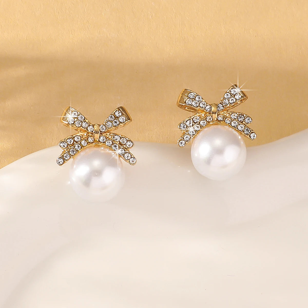 Grace Knot Simulated Pearl Earrings – Silver Stud Edition