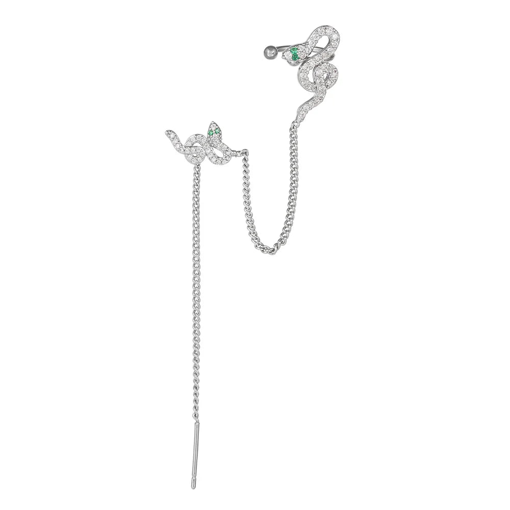Silver Snake Ear Clip – Delicate Non-Pierced Cartilage Cuff Earring