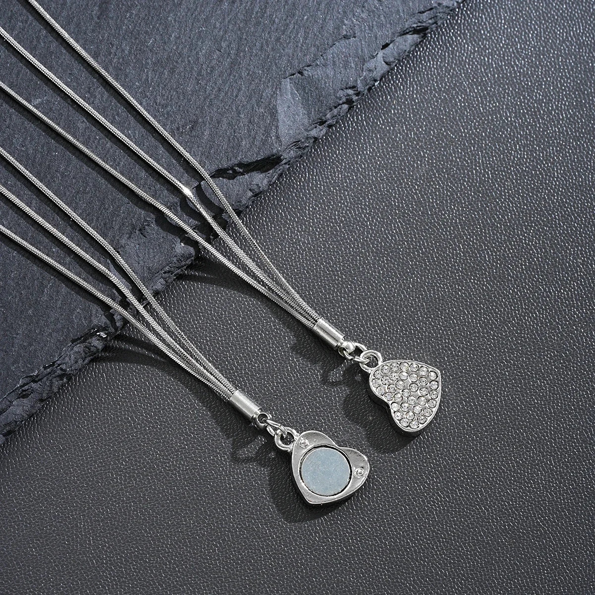 Elegant Heart Zircon Pendant Necklace – Multilayer Clavicle Chain with Magnetic Clasp
