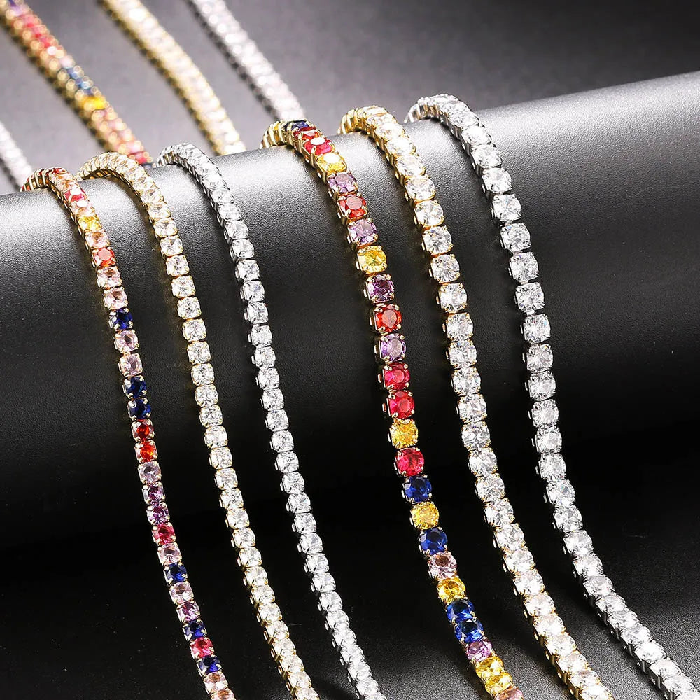 Luxe Zircon Tennis Necklace – Elegant Silver Choker with Brilliant Sparkle