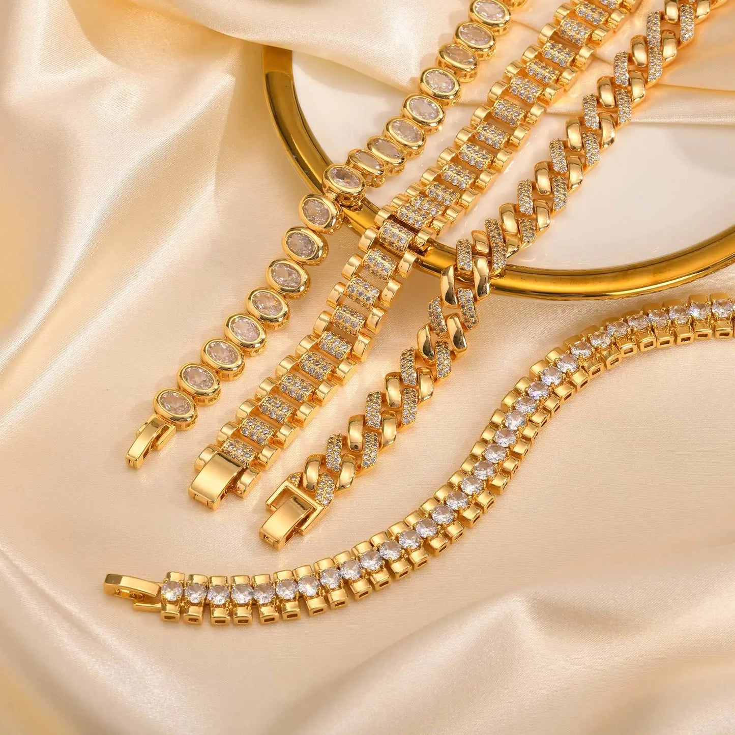 14K Gold-Plated Signature Paperclip Bracelet with CZ Watch Links – Adjustable. Elevated. Iconic.