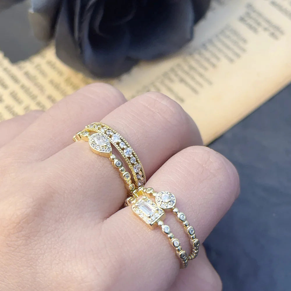 Shiny Gold Zircon Ring – Elegant & Premium Thin Ring
