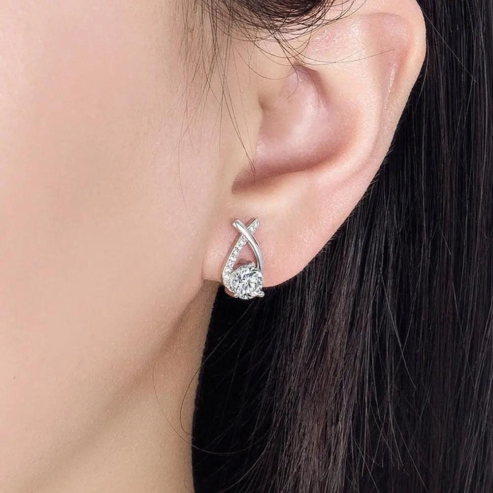 ELEGANT SHINE CROSS STUD Earrings