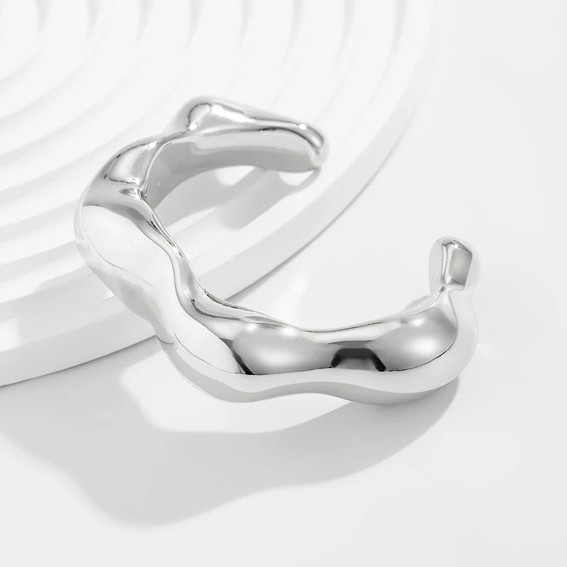 Sculpted Curve Bangle – Bold Irregular Statement Cuff