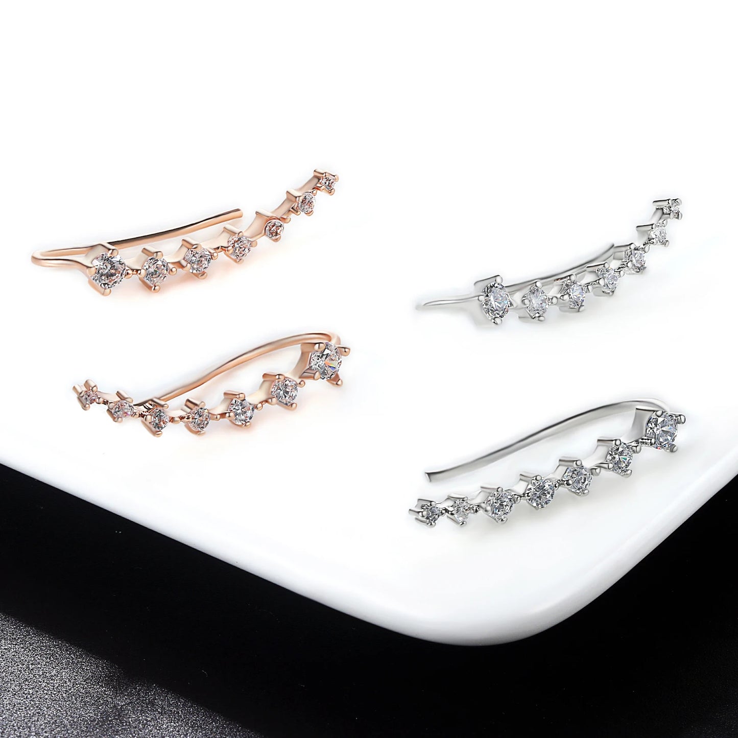 Zircon Climbing Ear Cuff Earrings – Long Dipper Clip-On Fashion