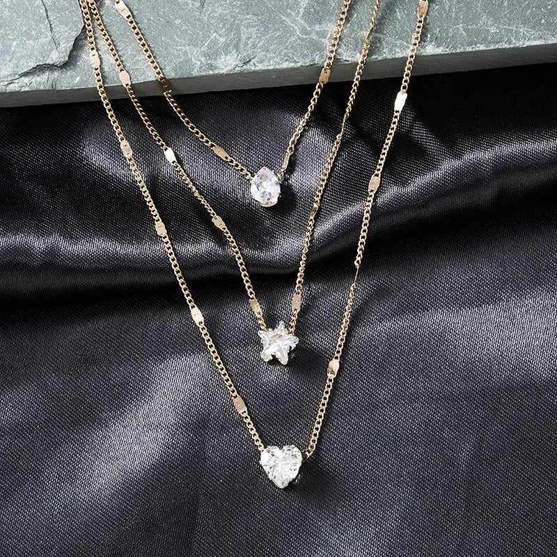 The Vespera Pendant – Multilayer Zircon Choker Necklace