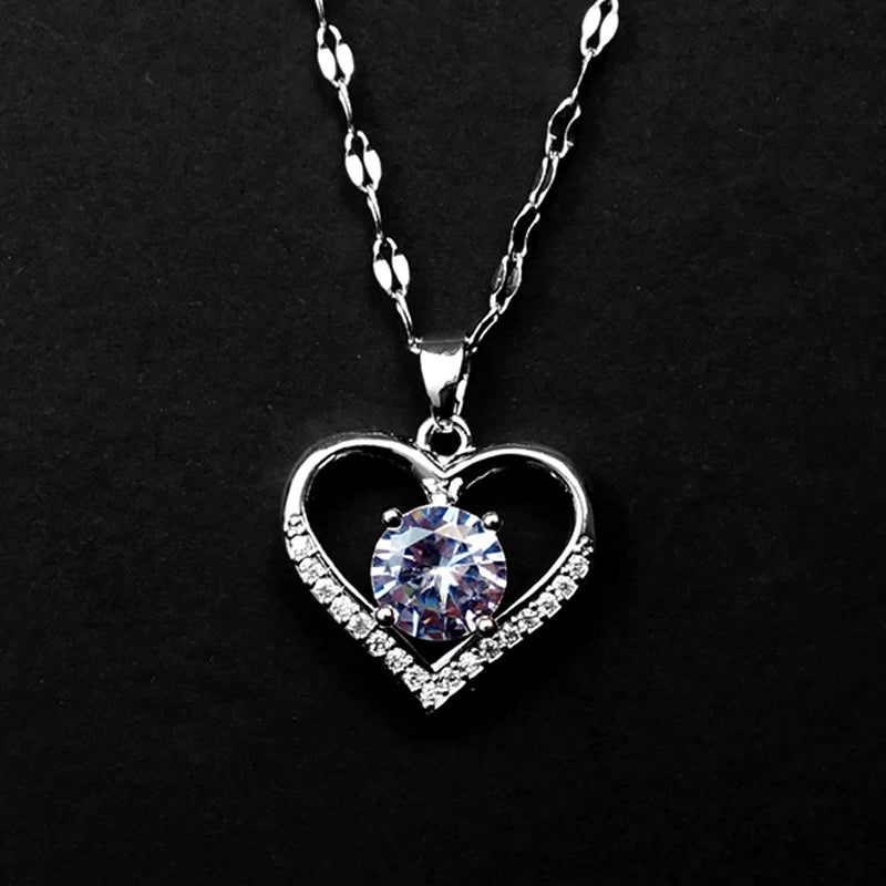 Radiant Love Heart Necklace with Sparkling Gems