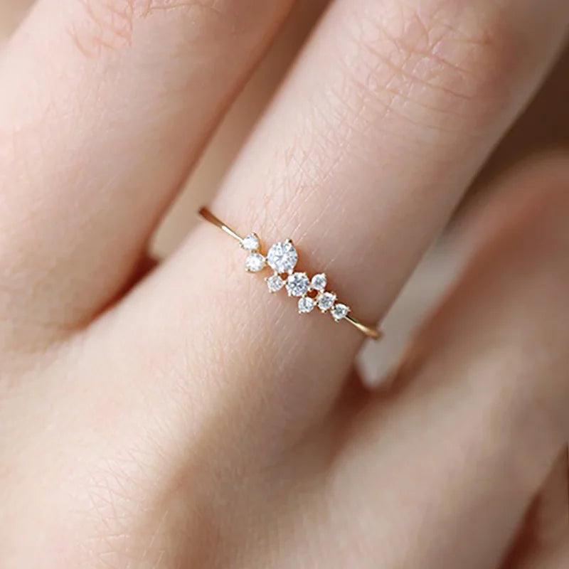 Shiny Gold Zircon Ring – Elegant & Premium Thin Ring