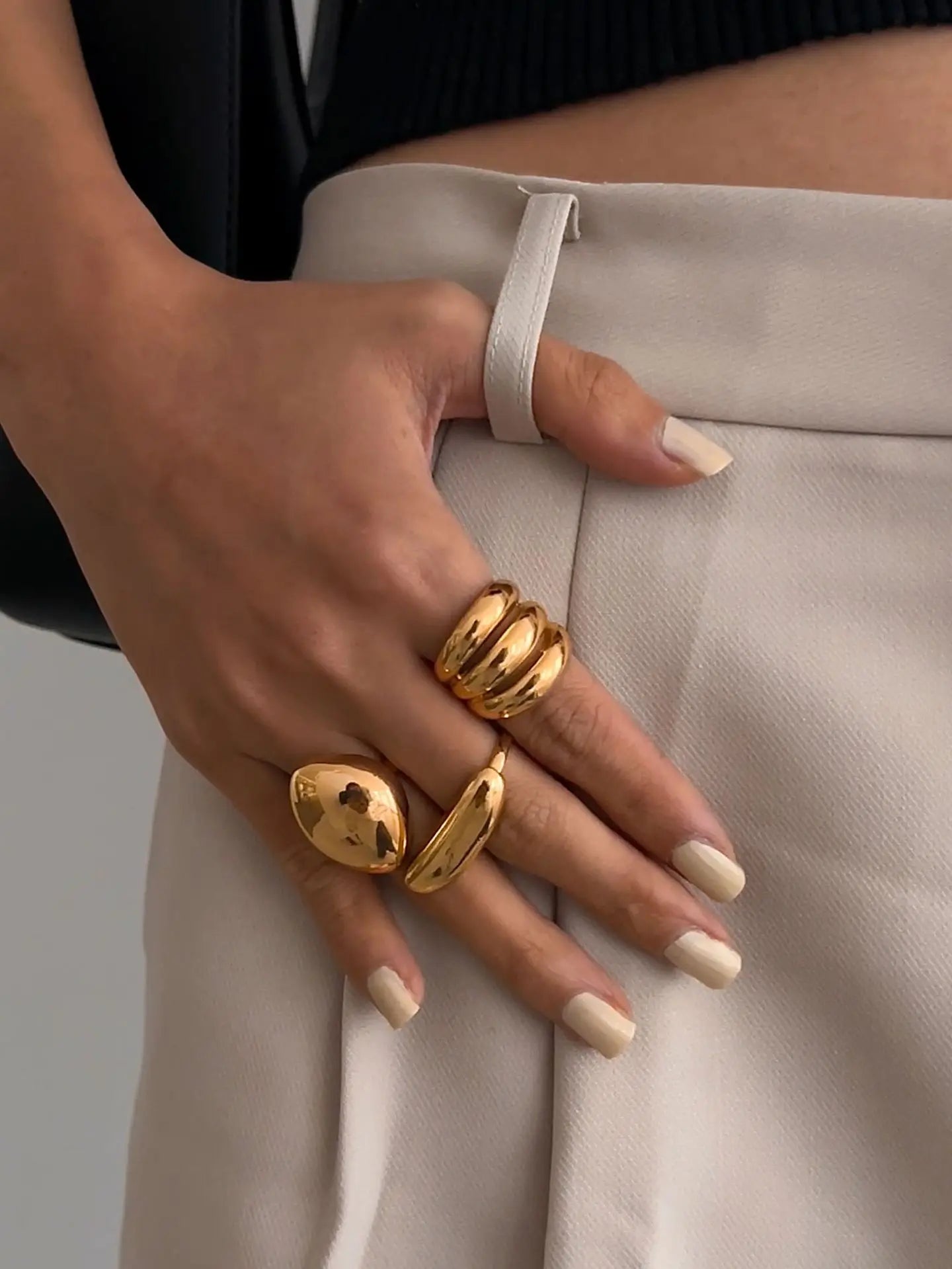 3-Piece Geometric Metal Ring Set – Gold & Silver Knuckle and Joint Statement