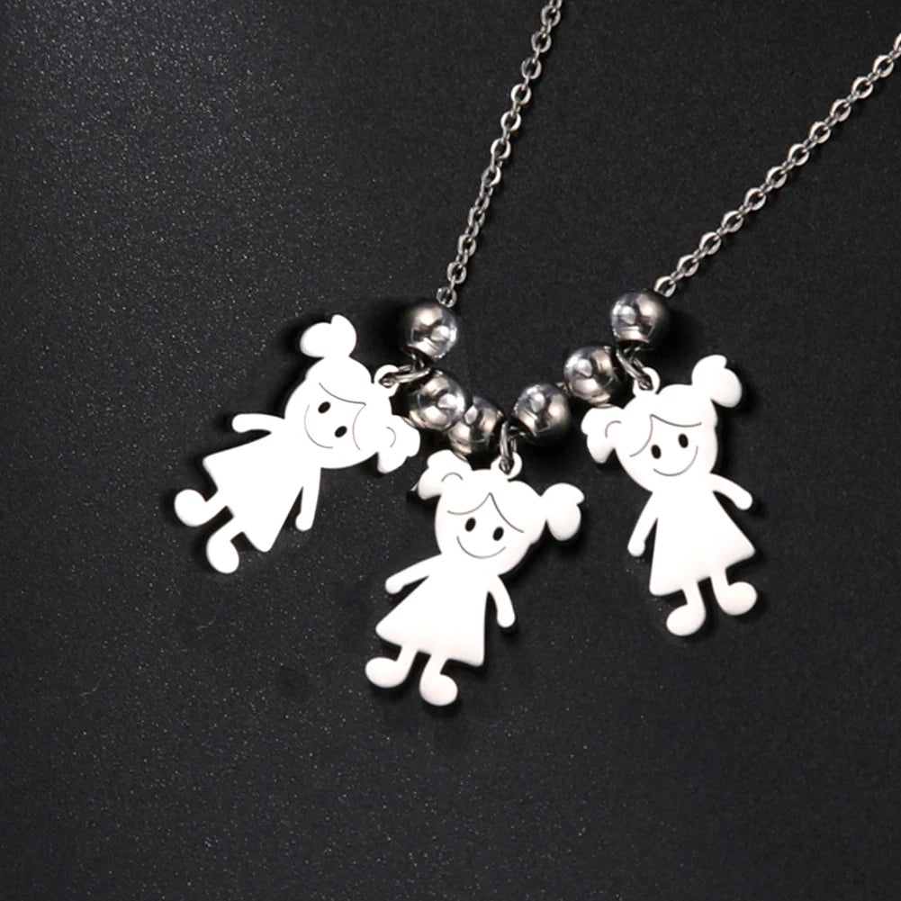 Custom Boy & Girl Name Necklace – Personalized Pendant in Polished Stainless Steel