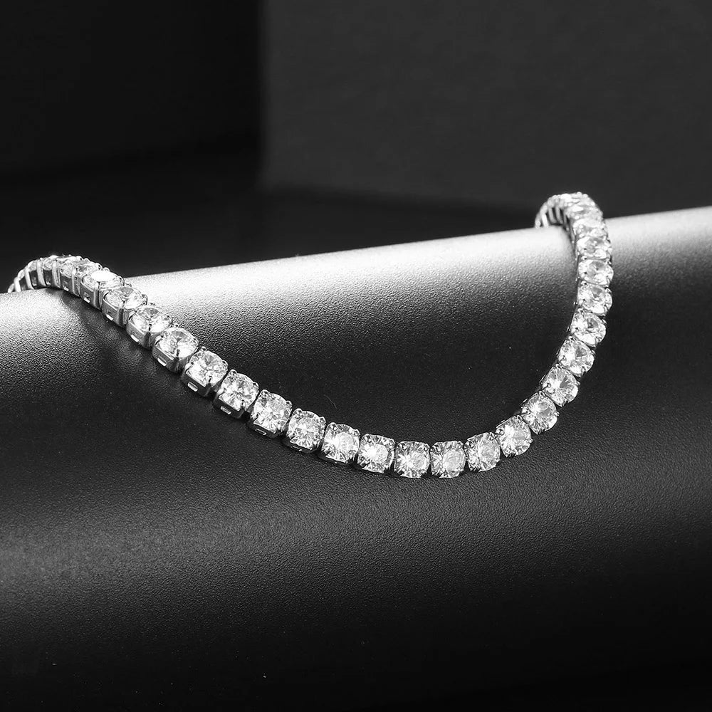 Luxe Zircon Tennis Necklace – Elegant Silver Choker with Brilliant Sparkle