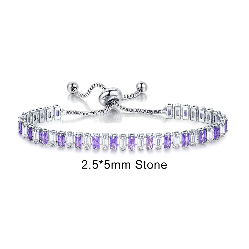 Adjustable Multicolor Tennis Bracelet – Rainbow Zircon Charm