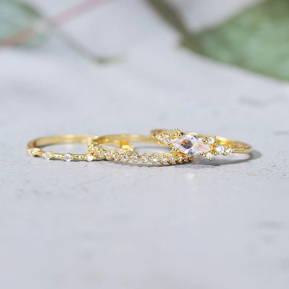 INS Trendy Gold Midi Ring – Dainty Zircon Luxury