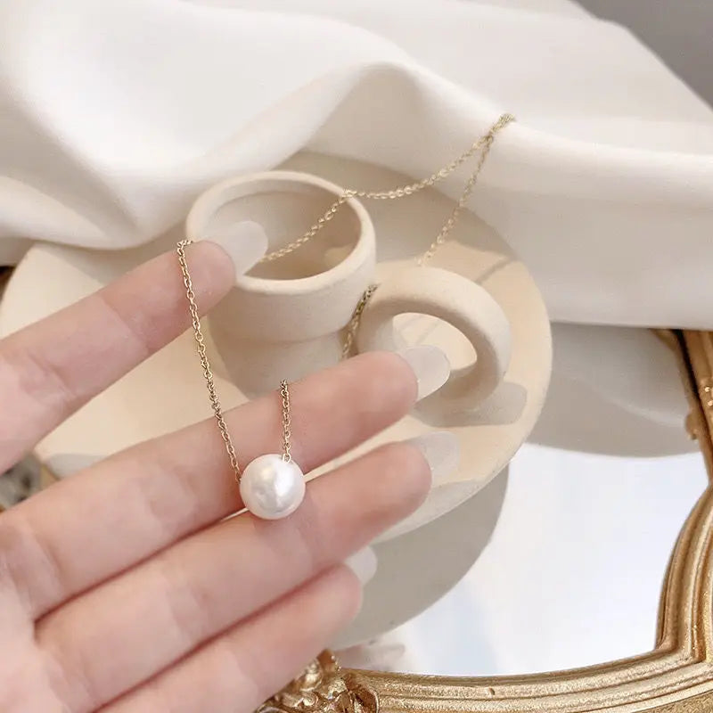 Platinum ALL LOVE Elegant One Pearl Necklace