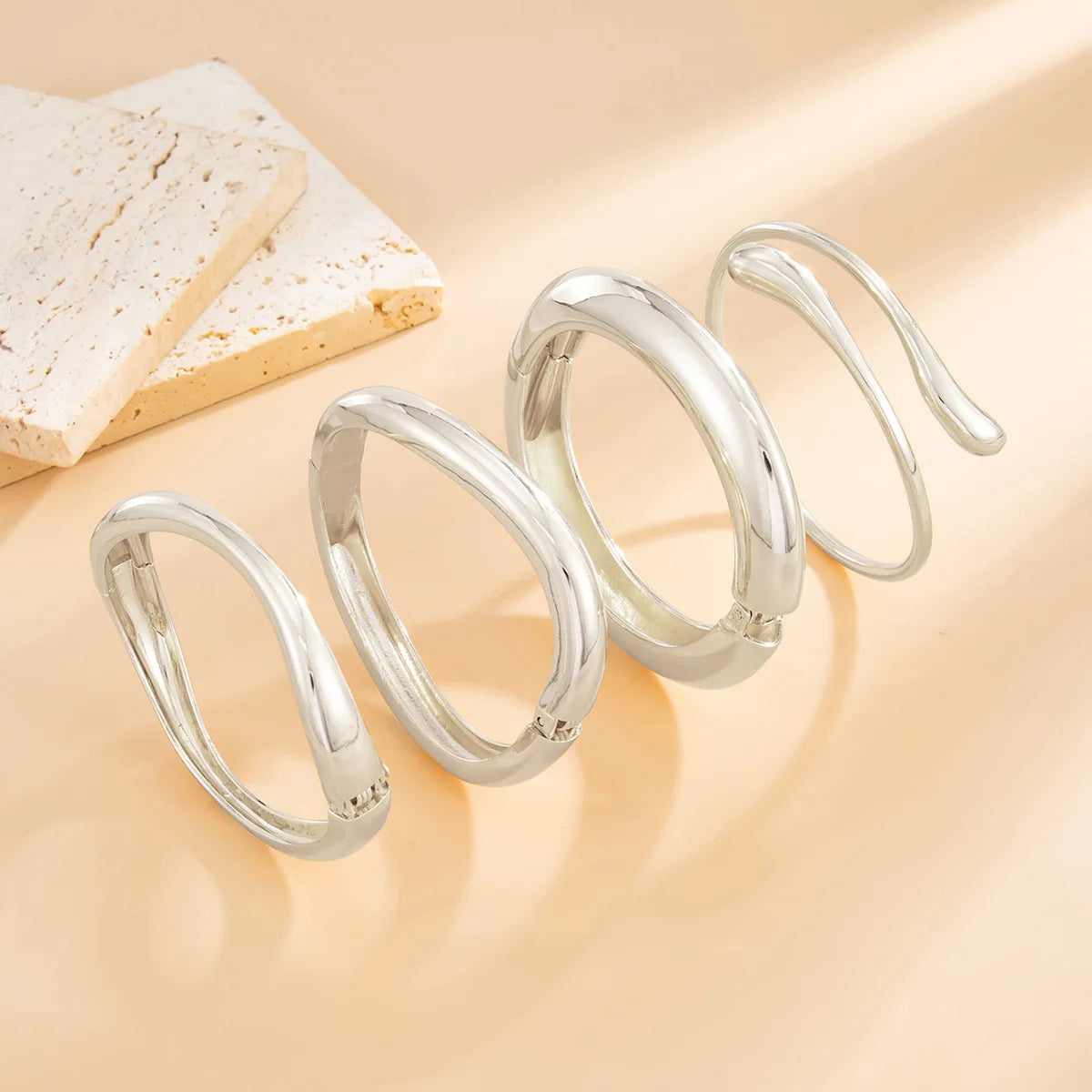 Obsidian Drop Cuff – Bold Geometric Bangle in Gold & Silver