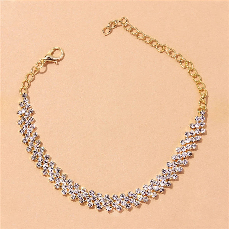 Shining Cubic Zirconia Anklet – Elegant Silver Chain Ankle Bracelet