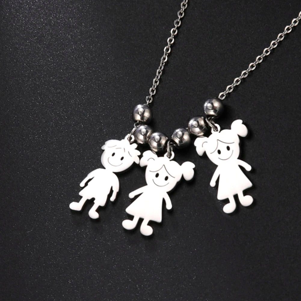 Custom Boy & Girl Name Necklace – Personalized Pendant in Polished Stainless Steel