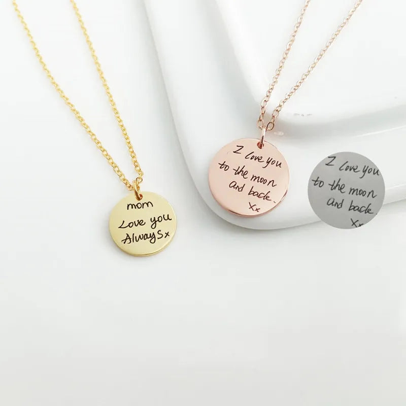 Custom Engraved Name Necklace – Personalized Stainless Steel Disc Pendant