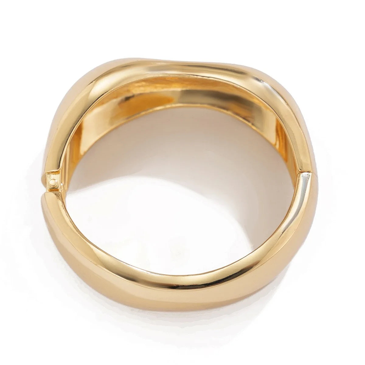 Vintage Wide Statement Cuff Bangle – Gold & Silver Tone Geometric Metal Spring Bracelet