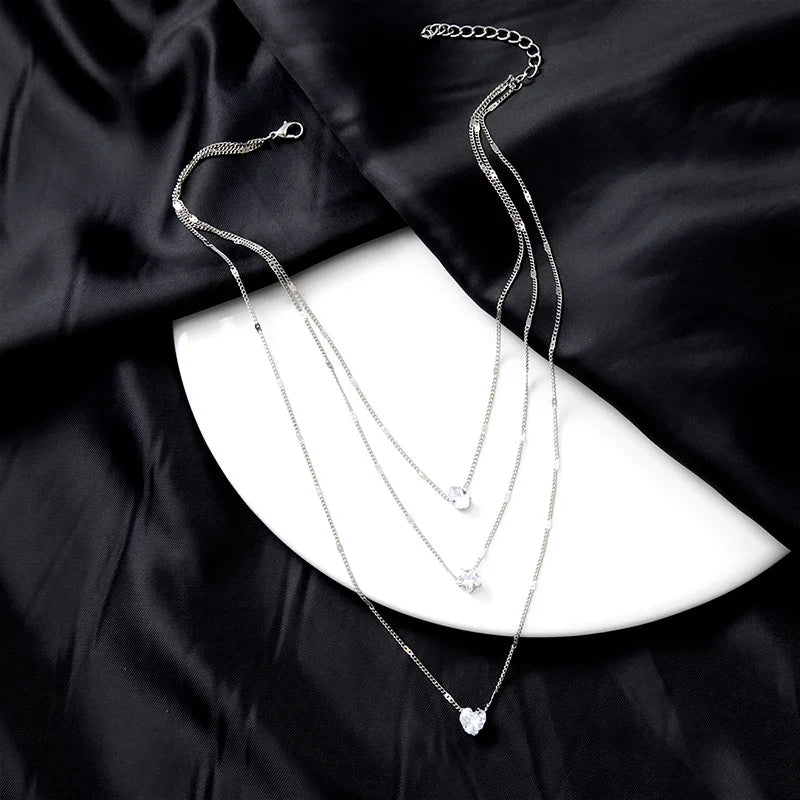 The Vespera Pendant – Multilayer Zircon Choker Necklace