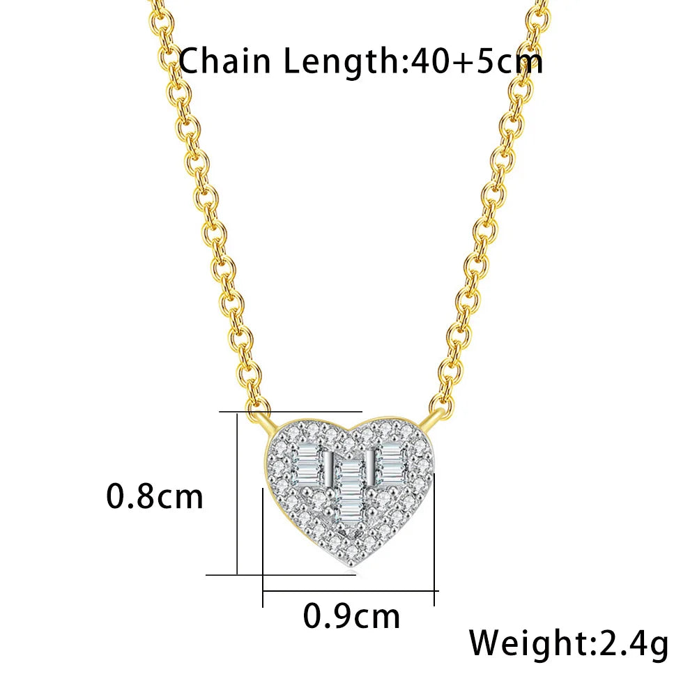 Iced Out Heart Pendant Necklace – Korean-Inspired Waterdrop Crystal Choker