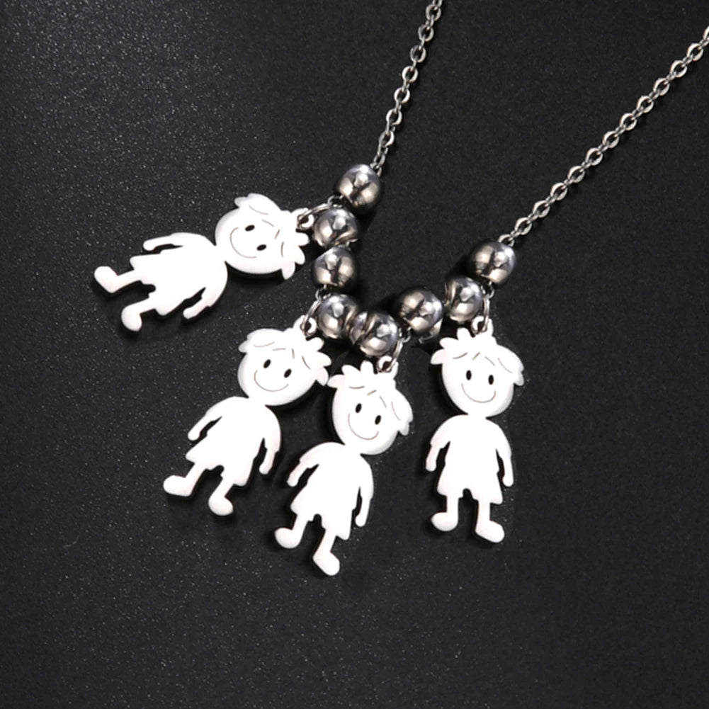Custom Boy & Girl Name Necklace – Personalized Pendant in Polished Stainless Steel