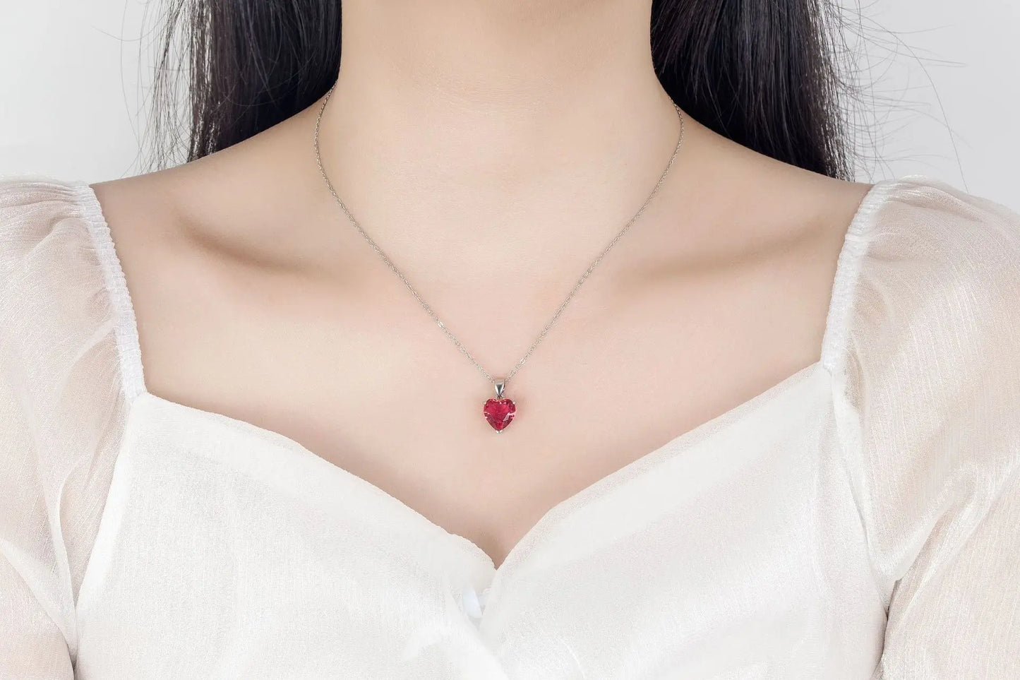 Elegant Heart Zircon Jewelry Set – Sterling Silver Ring, Necklace & Earrings
